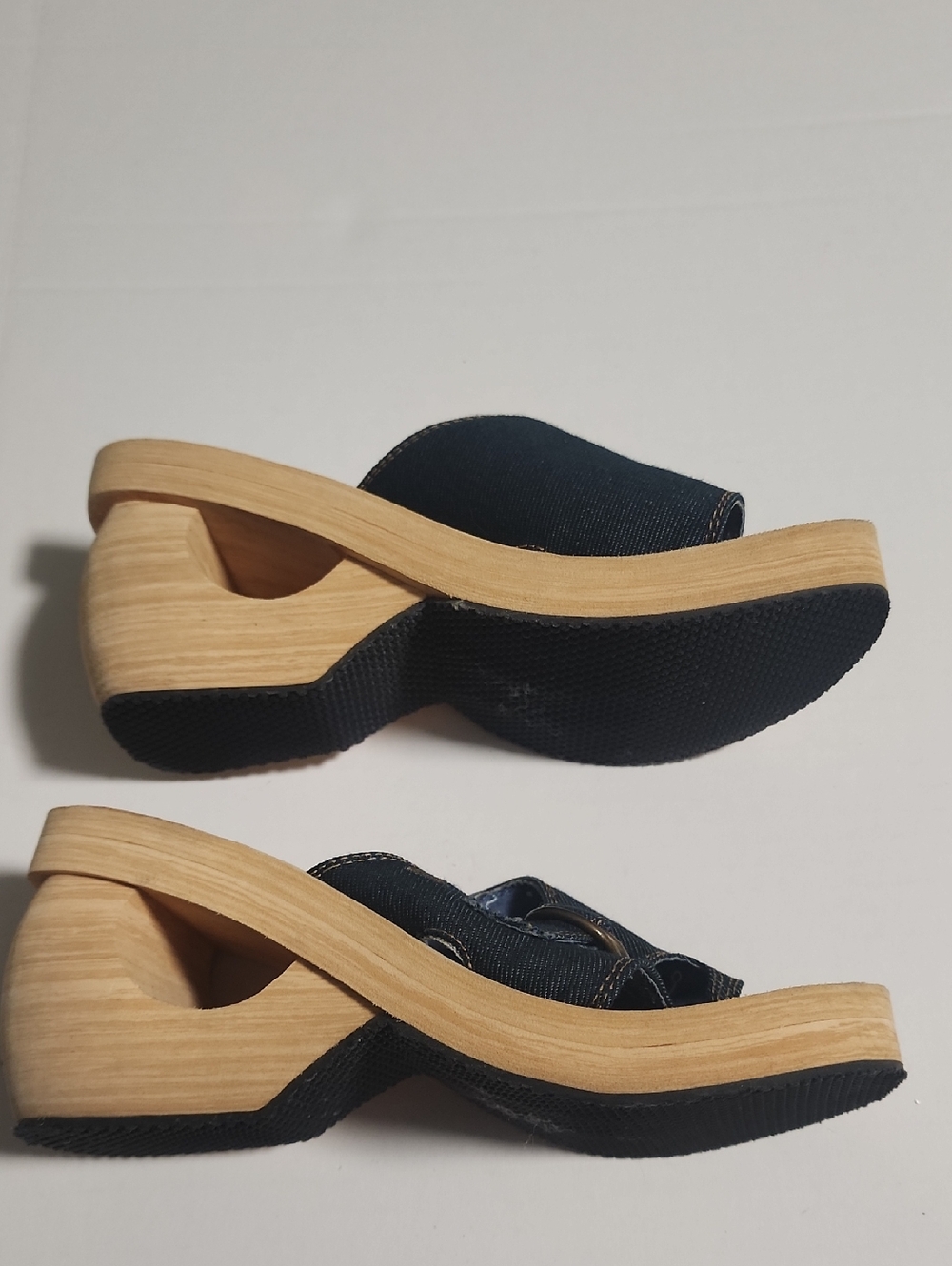 Skechers Denim Slide Mules in Dark Blue with Buckle - Picture 2 of 12